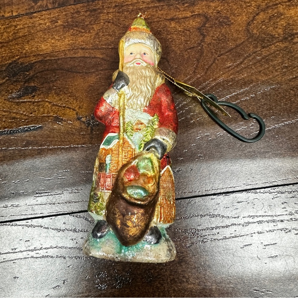 Mark Roberts Foil Covered Santa Ornament 6 inches